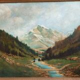 Grand tableau ancien montagne