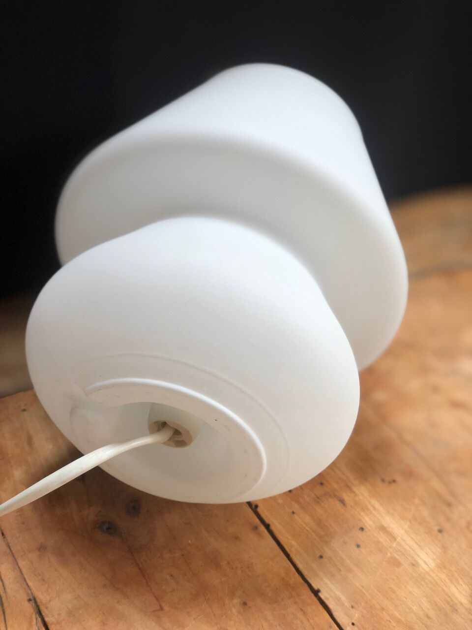 small mushroom lamp in white opaline