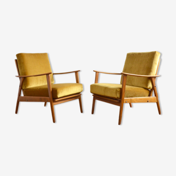 Pair of Scandinavian teak armchairs 1960s