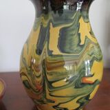 Matching vase and bowl in marbled glazed terracotta