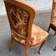2 Louis XV chairs in solid wood and red-yellow fabric