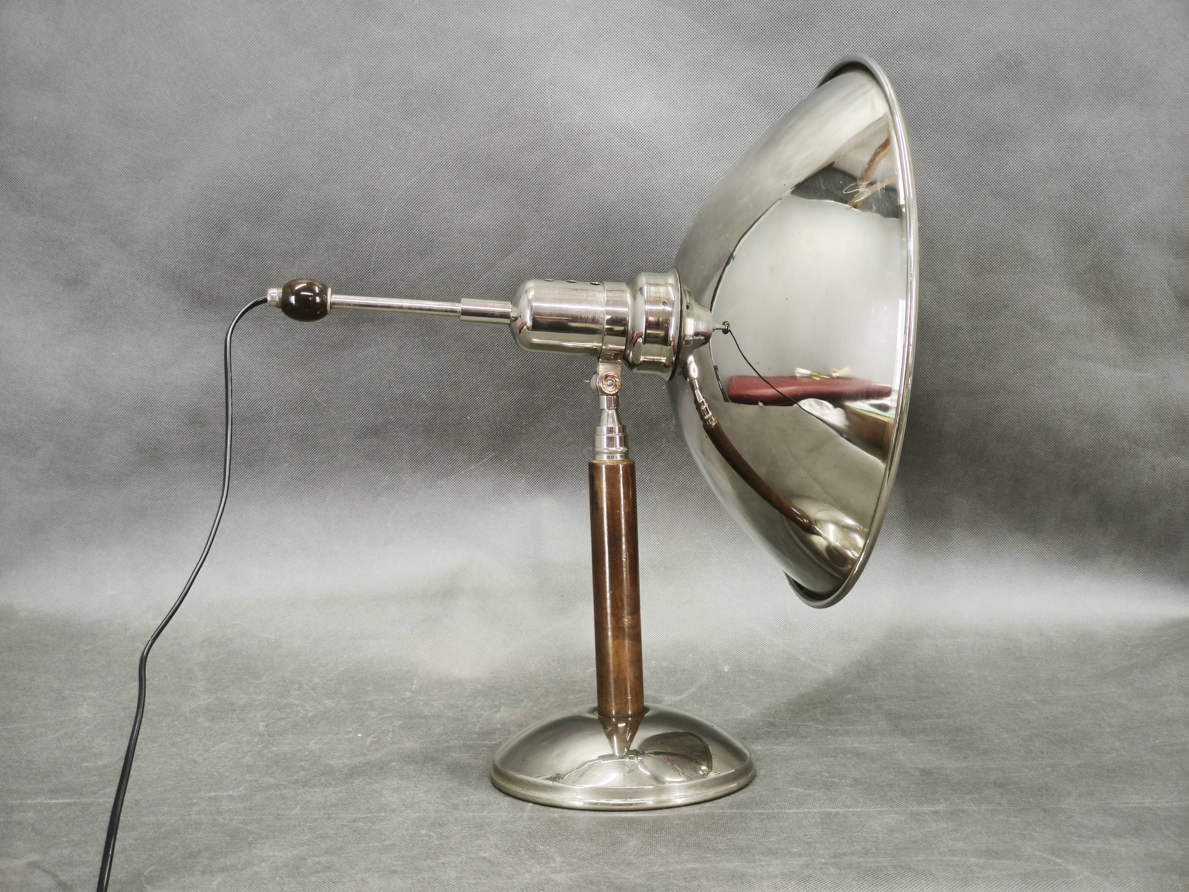 1930s Bauhaus Chrome Table Lamp with Beech Handle, Czechoslovakia