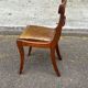 4 Regency chairs in solid wood and brown-beige leather from the 19th century.