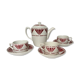 Set of 3 saucer cups and a ceramic coffee maker or teapot Digoin Sarreguemines