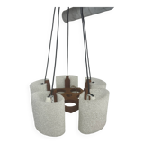 Pendant light in granite resin and wood, 1950s