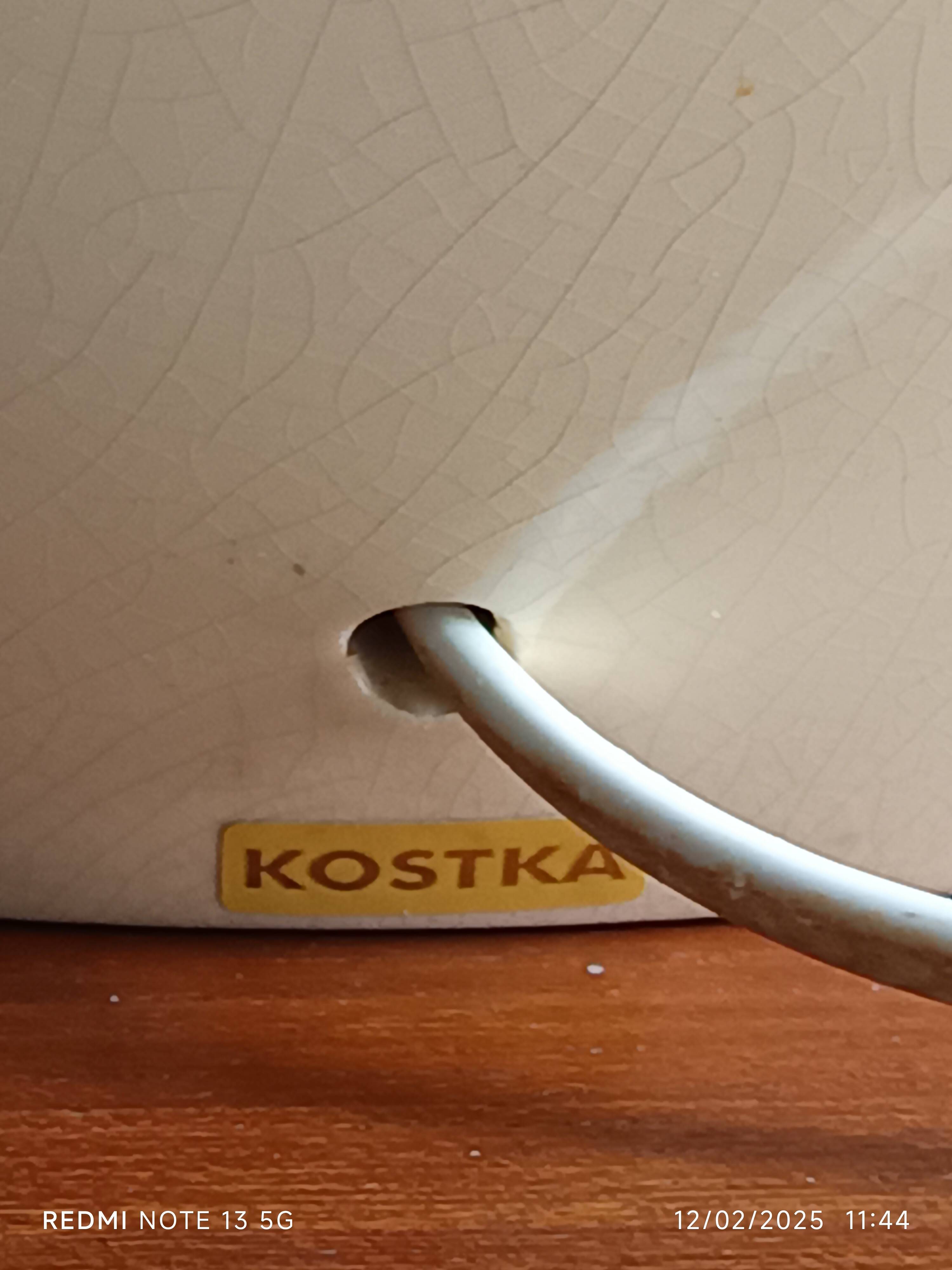 large beige and gold Raku ceramic living room lamp by Robert Kostka