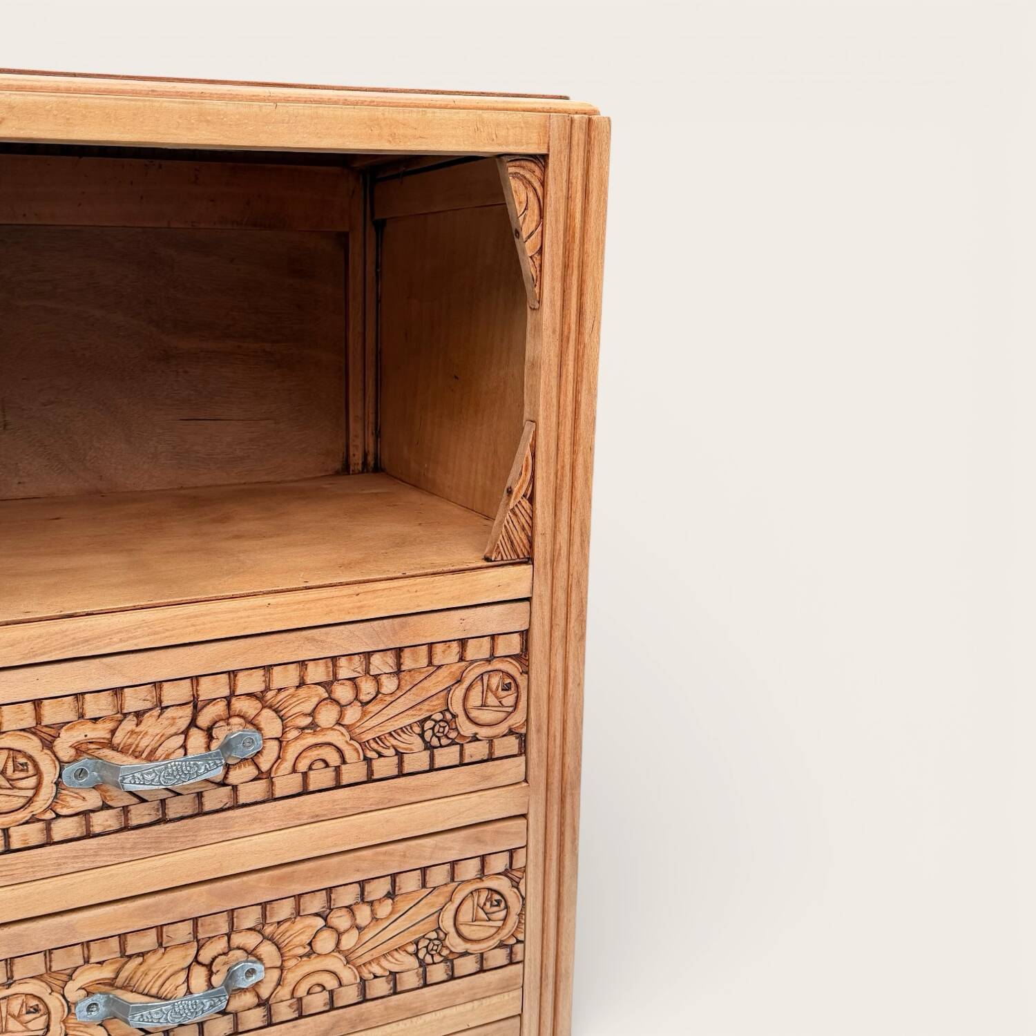 Commode haute art déco bois brut 1930