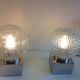 Pair of globe bedside lamps in glass and chrome/vintage metal 70-80