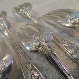 12 silver plated table forks by Boulenger, Art Nouveau Chardons