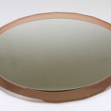 Cristal Arte Pink Oval Rosé Mid-Century Wall Mirror, Italy, 1960s