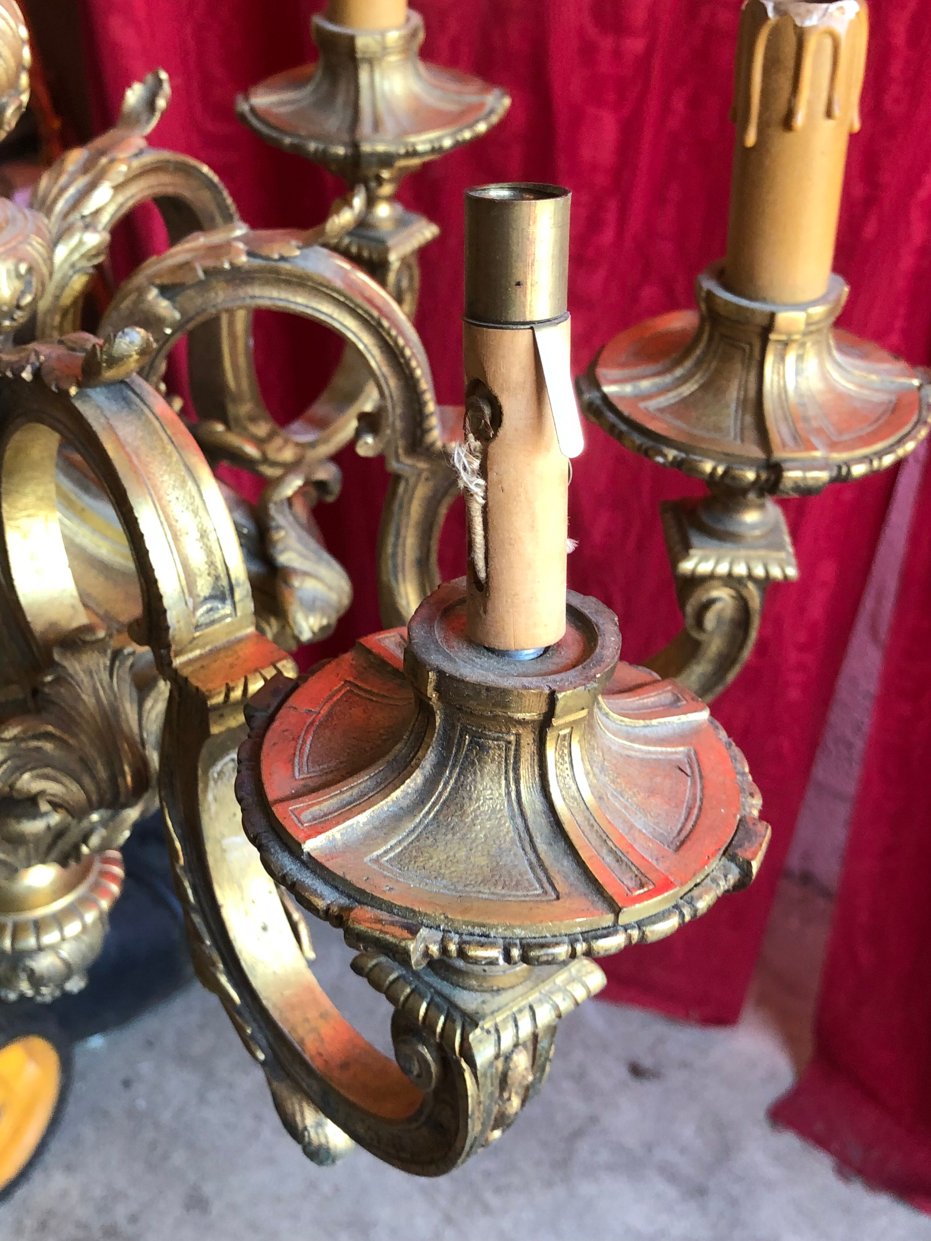 Chandelier with 6 lights in bronze Napoleon III