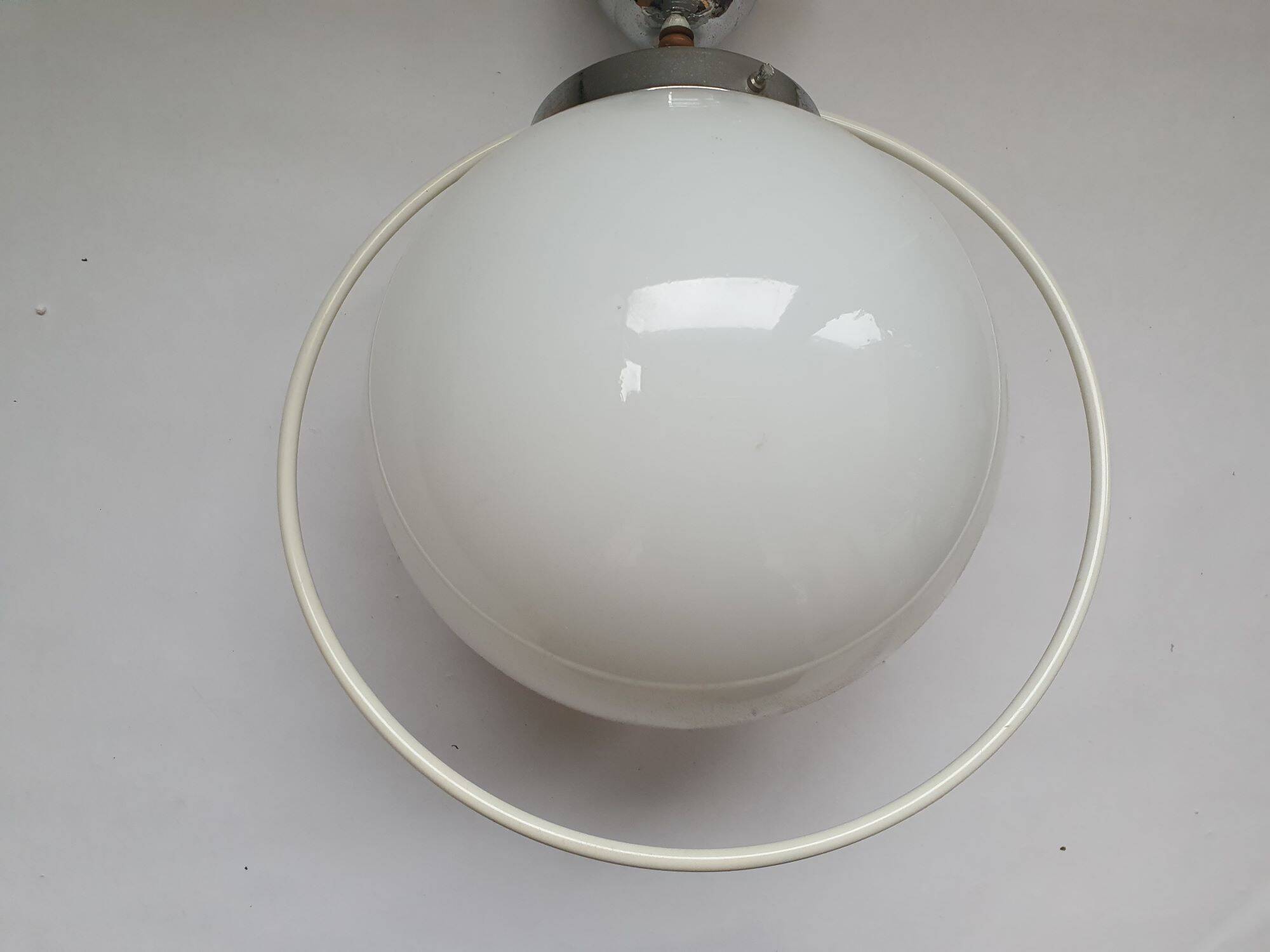 Vintage 1950s opaline globe pendant lamp