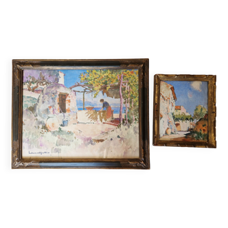 Lot de deux aquarelles laurent mattio  1892 1965 provence