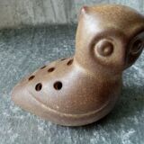 Old ceramic flower stick in the shape of an owl from the 60s signed the potter chin