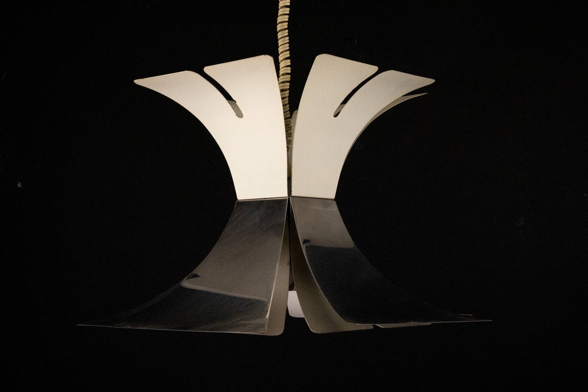 1970s Goffredo Reggiani Style Lacquer & Chrome Chandelier