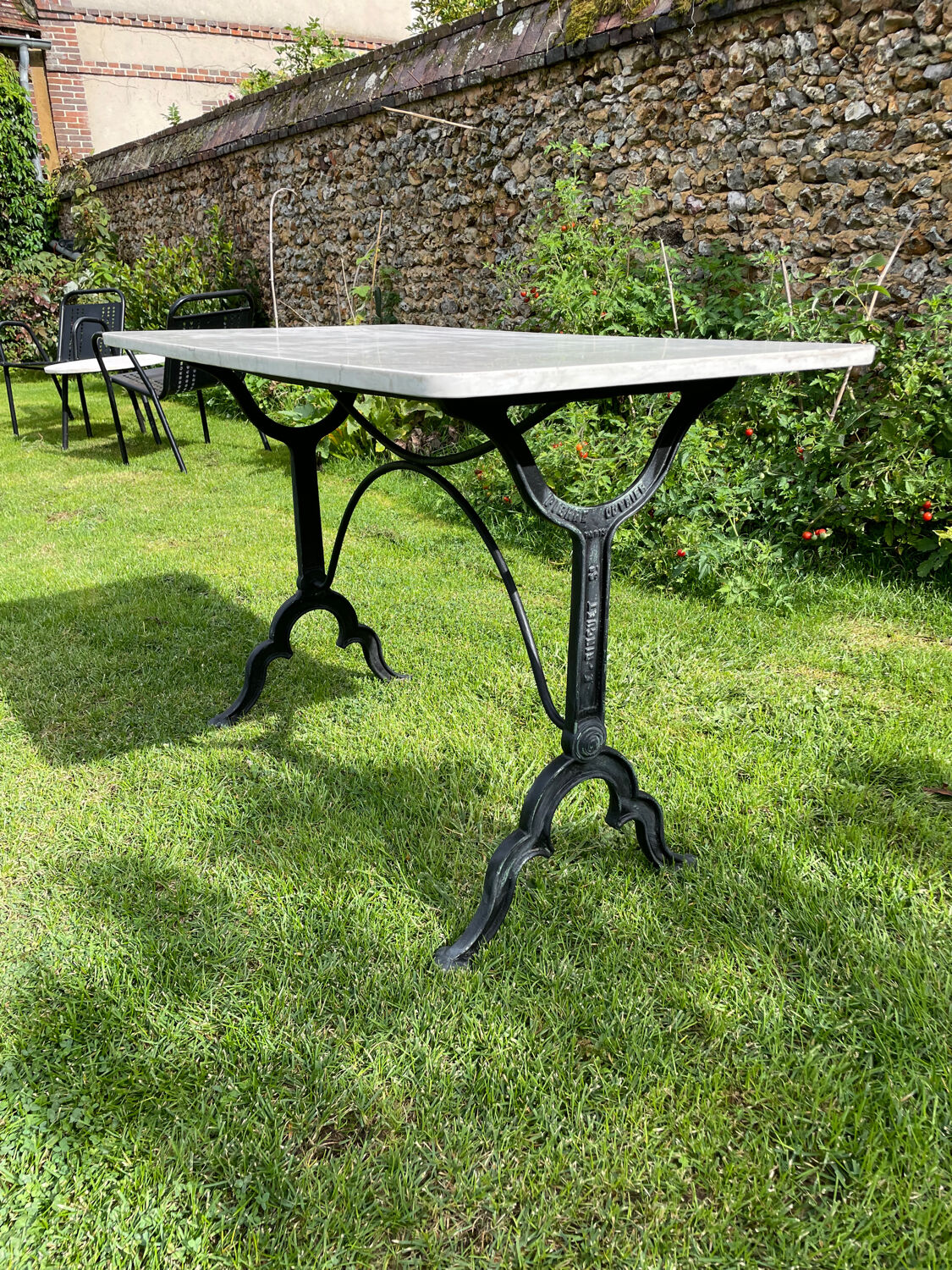 Vintage bistro table 1930 marble top for 4 people