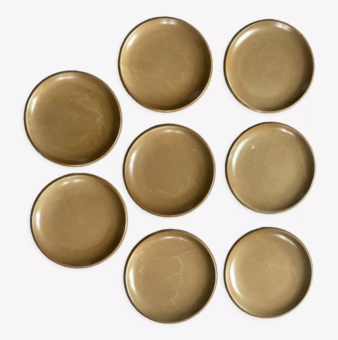 8 beige Berne stoneware plates wabi sabi