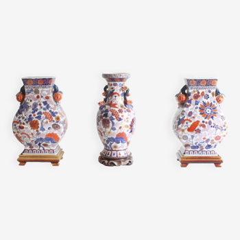 Vases chinois Imari, ensemble de trois années 1970