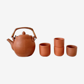 Terracotta tea and rattan teapot 4 cups