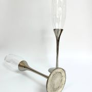Pair of vintage silver-plated champagne flutes with glass – France, year