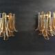 Paire appliques Murano verre fumé - cognac