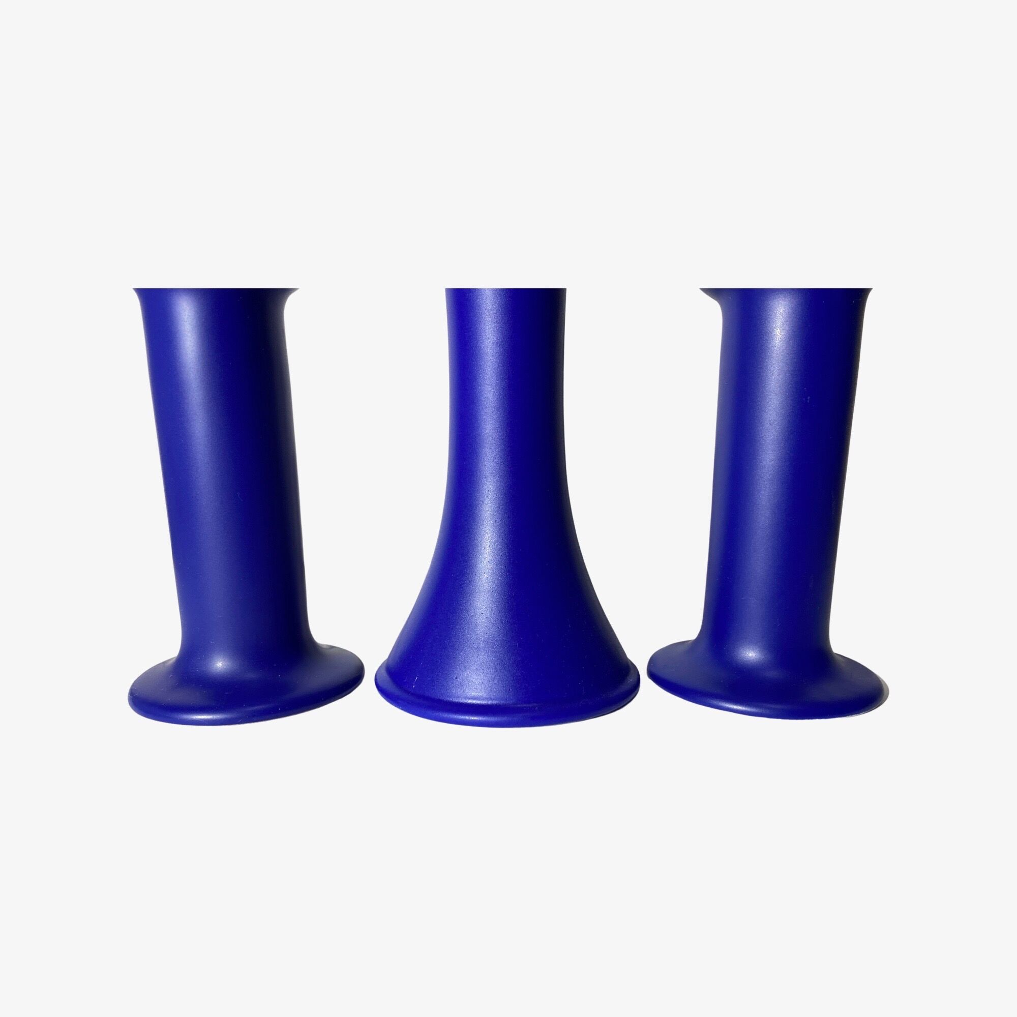 3 Vintage Candlestick Holders - Set of 3 Ceramic Candle Holders BLUE | Mid-Century Design by ODENSE