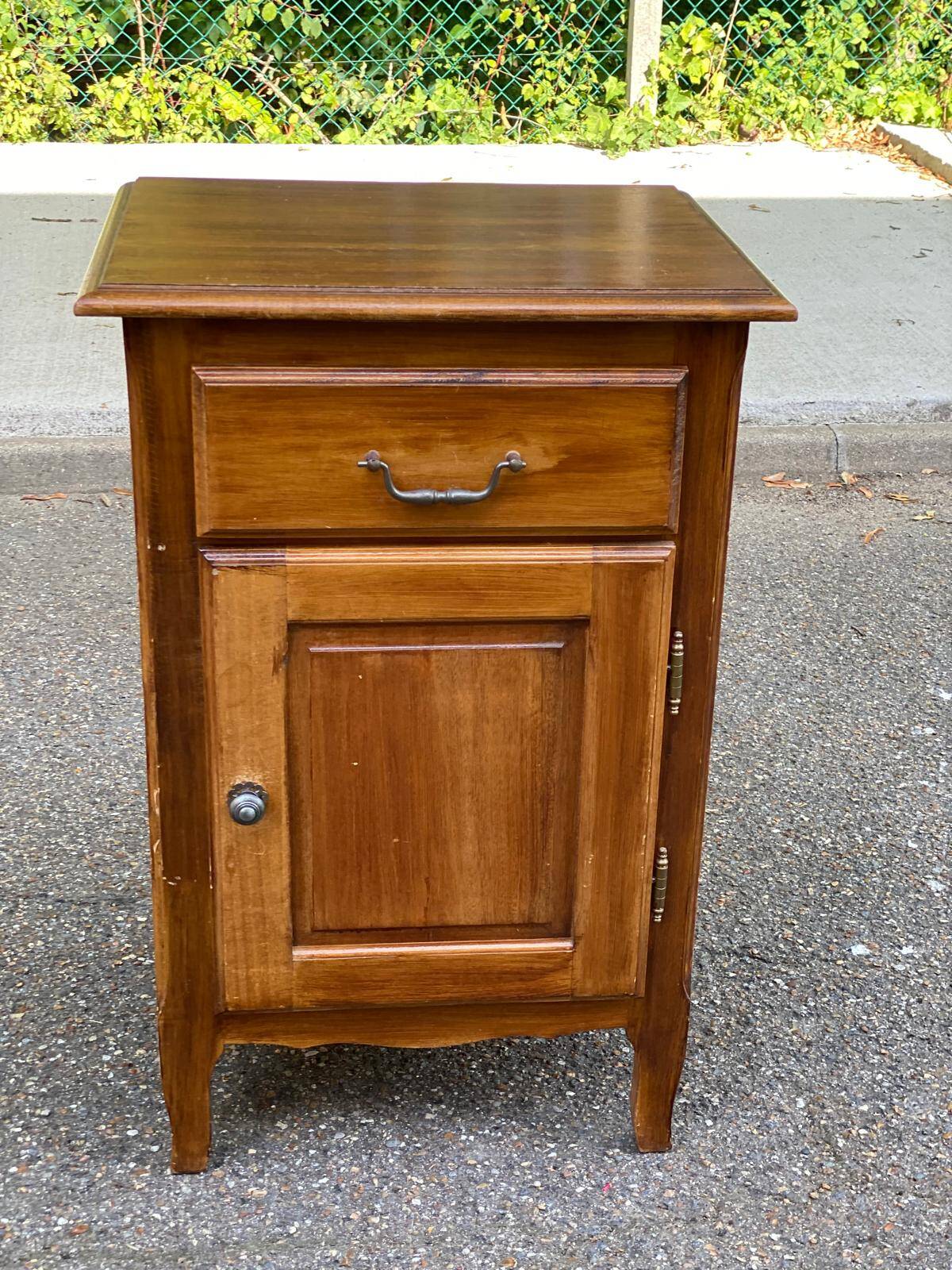 Louis XV wooden chest of drawers and bedside table