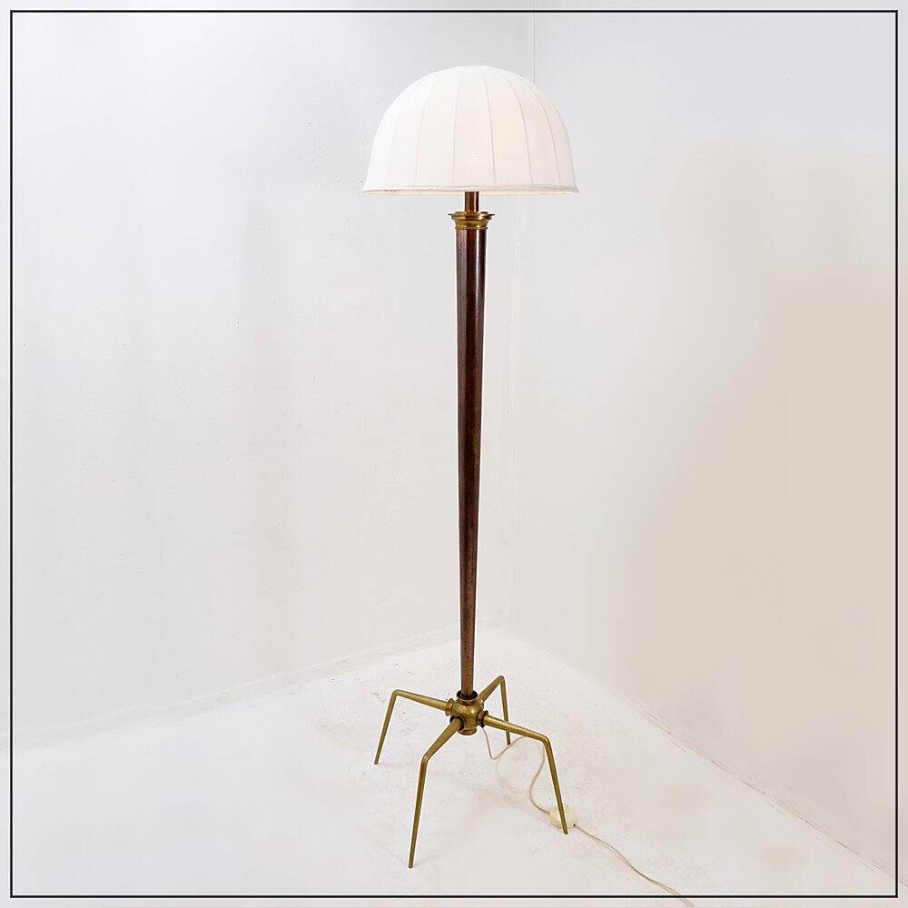 Metal and brass tripod floor lamp in Hollywood Regency style – 1950s