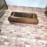 Upcycled Art Deco Oak Wall Display Cabinet with Slatted Glass Corners - 195