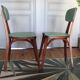 Chaises coeur Baumann en vinyle vert et bois