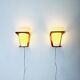 Nx41 Wood And Curved Glass Wall Lamps By Louis Kalff For Philips, The Netherlands 1950S