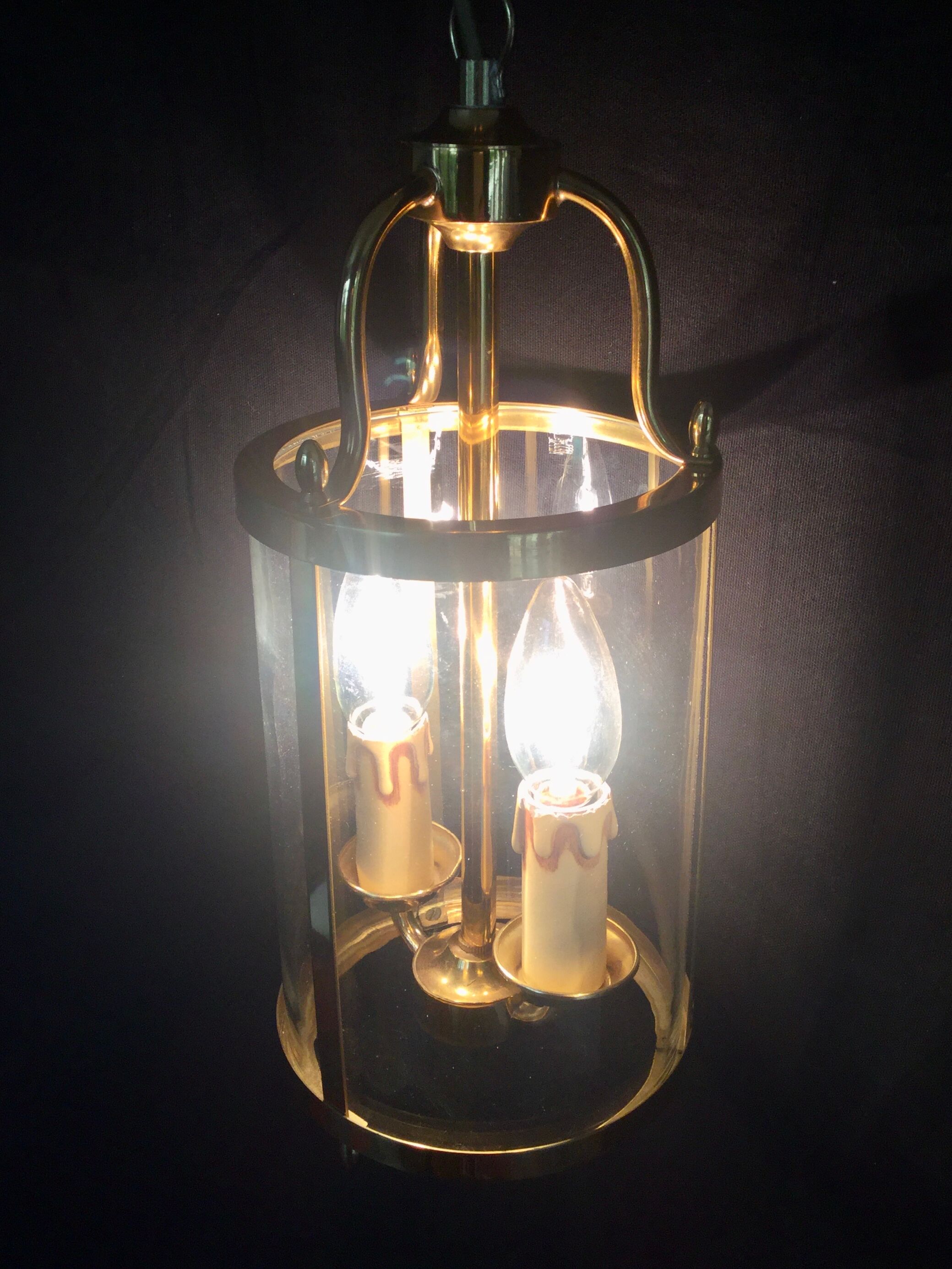 Lantern 2 lights bronze and brass