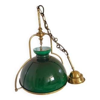 Suspension en opaline verte vintage