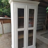 Patinated white bookcase