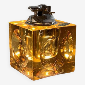 Briquet de table cubique en cristal ambré