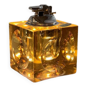 Cubic amber crystal table lighter