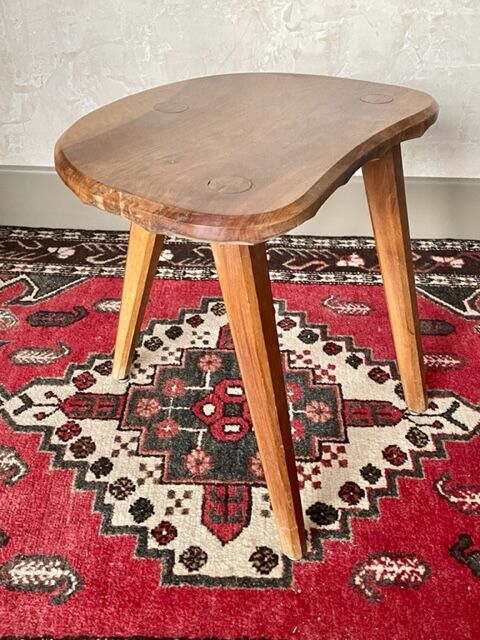 Vintage wooden tripod stool 1950