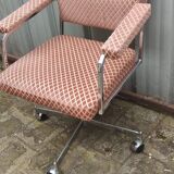 Vintage armchair 1970 chrome and velvet Wilhelm Ritz