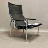 Relax armchair reclining black leather design 1960