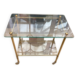 Chariot desserte verre et laiton 1970s