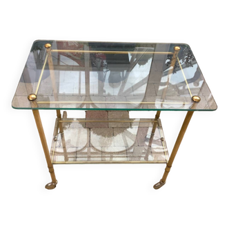 Glass and brass serving trolley, 1970s