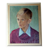 Vintage portrait painting of young boy signed trollope