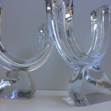 Pair large candlesticks crystal candlesticks cristallerie de lorraine