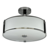 1970s 1980s Ceiling Lamp by Honsel Leuchten Germany in Glass & Chrome