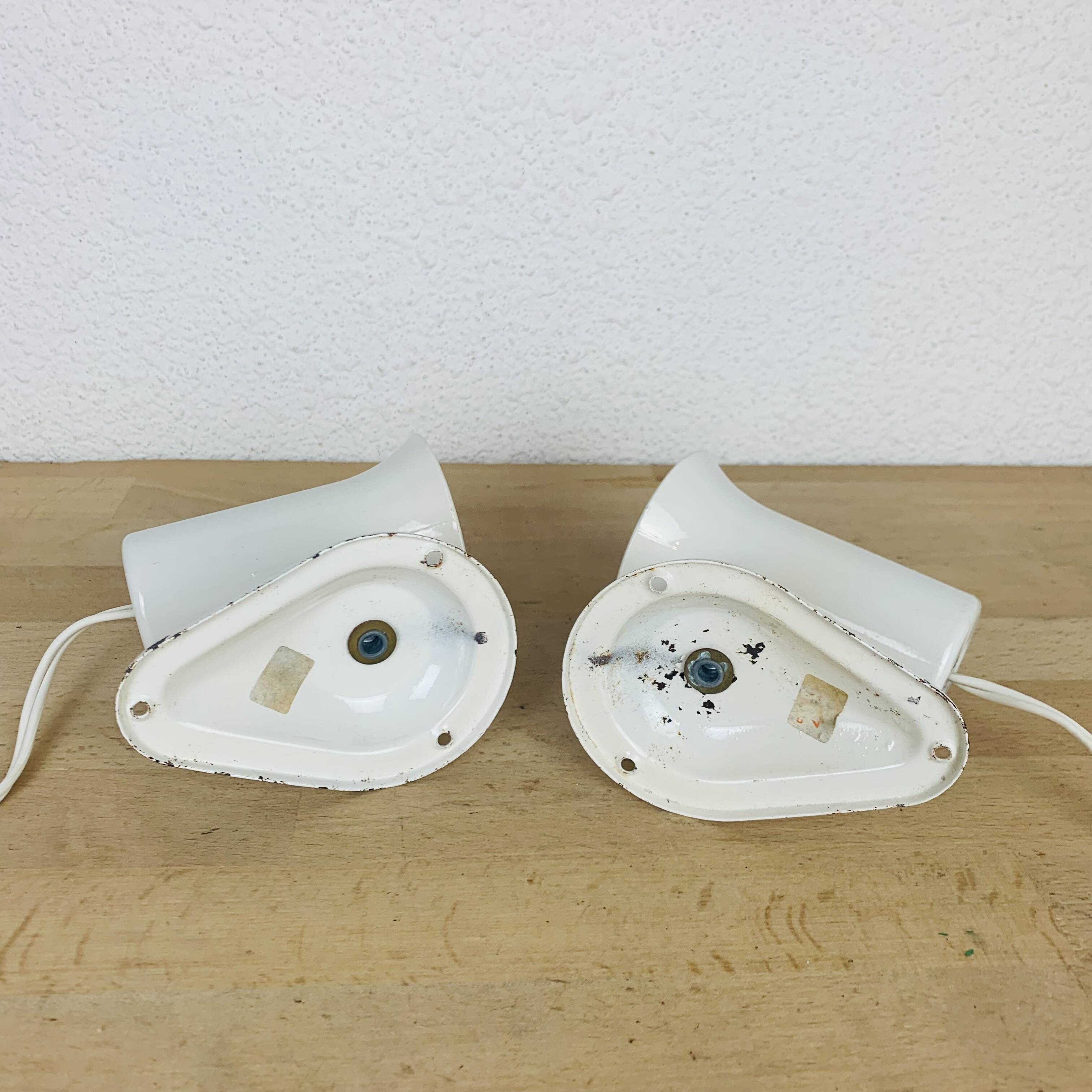 Pair of vintage white metal Lita spotlights