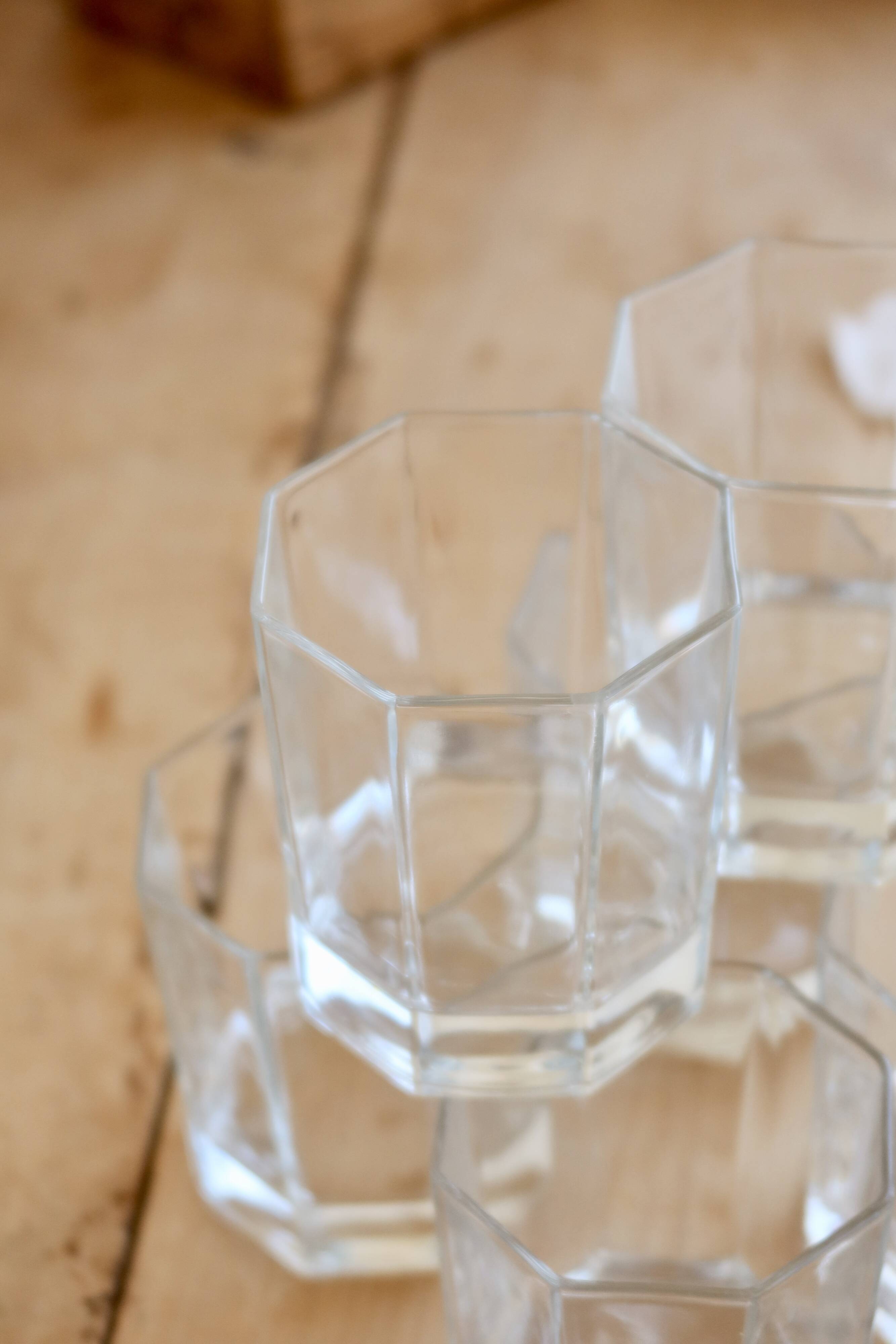 6 vintage octagonal Esso water glasses