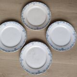 Flat plates (4) in Sarreguemines earthenware, Terre de fer Digoin, Vaucluse model