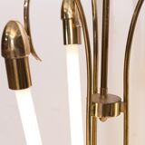Lustre art déco en laiton avec néon fluorescent de Kaiser