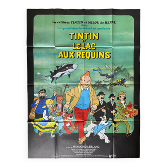 Original cinema poster "Tintin and the shark lake" Hergé 120x160cm 1972