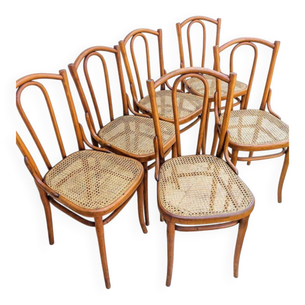 Série de 6 chaises THONET d'époque Modèle 56 à renfo